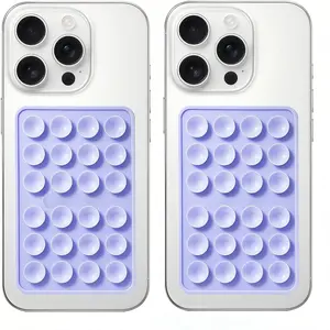2 Pack  Suction Phone Case Adhesive Mount, Upgraded Thickened and Enhanced Suction Power Sticky Phone Grip, Hands-Free Sticky Phone Holder, 2.28"x3.46" (Lavender)