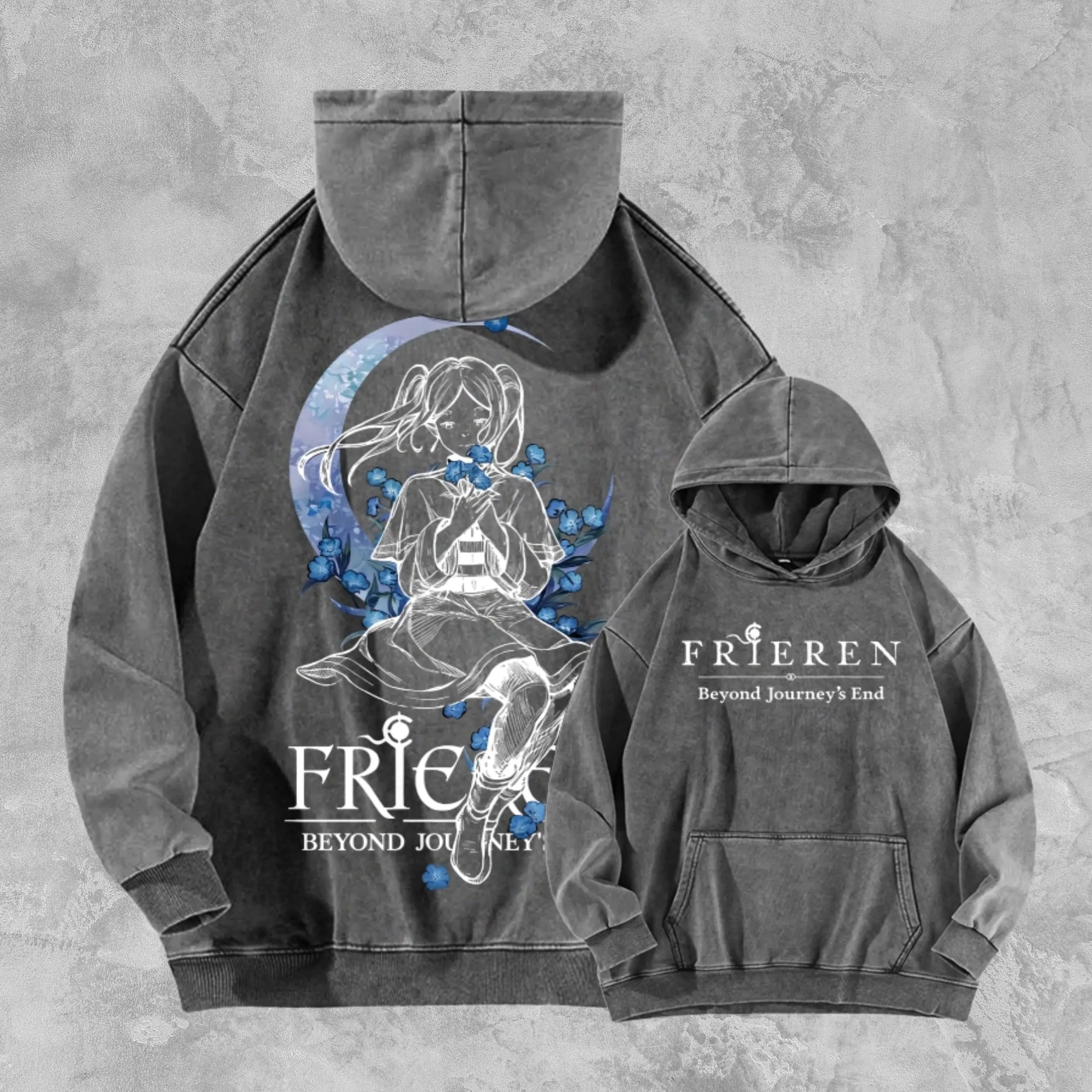 Frieren Anime Hoodie, Unisex Washed Graphic Sweatshirt, Frieren: Beyond Journey's End Merch, Gift For Anime Fan, Outfit For Men And Women