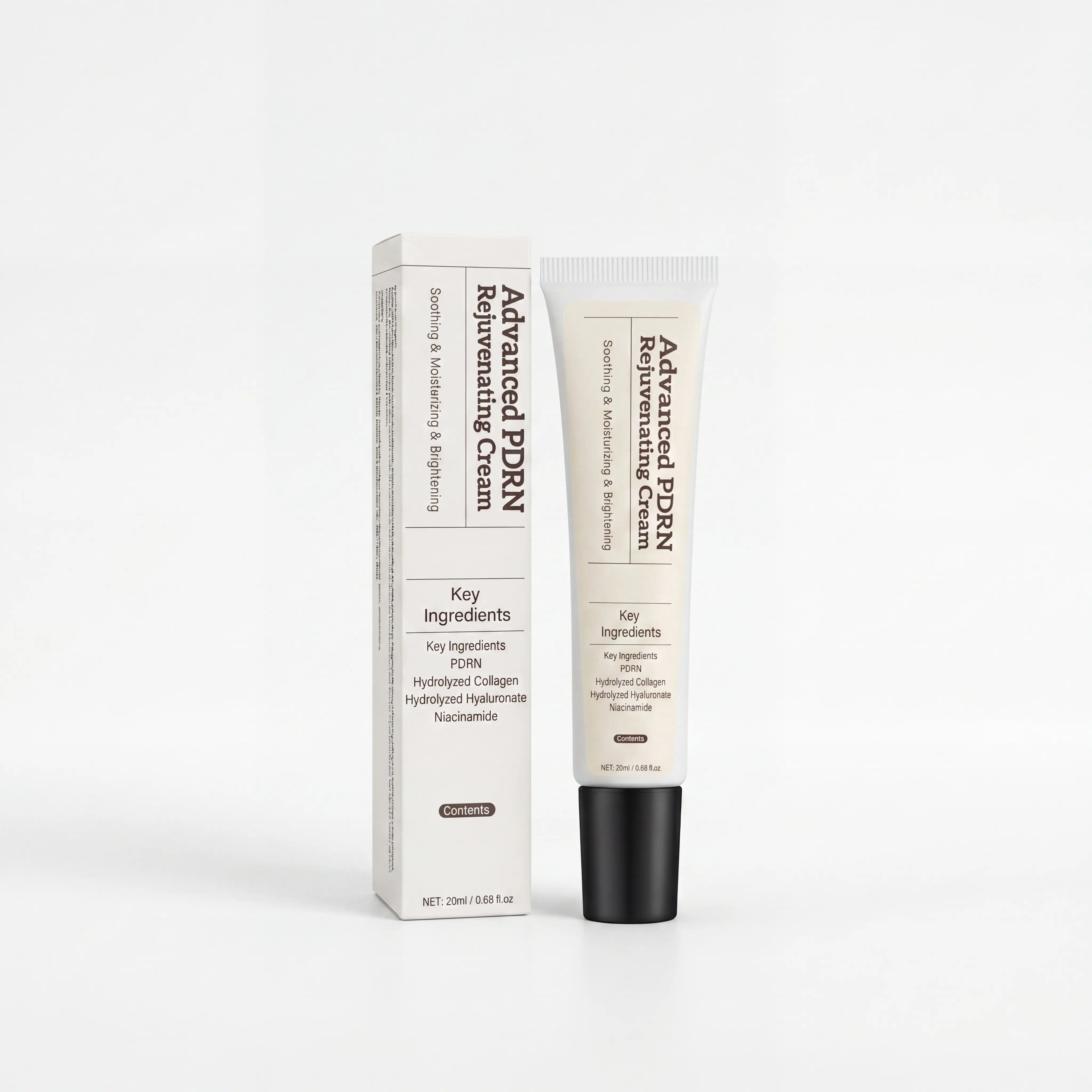 Advanced PDRN Rejuvenating Facial Cream 20ml, Enriched with Hydrolyzed Collagen, Hyaluronate & Niacinamide, Soothing Moisturizing Brightening Repair Skin Care Cream