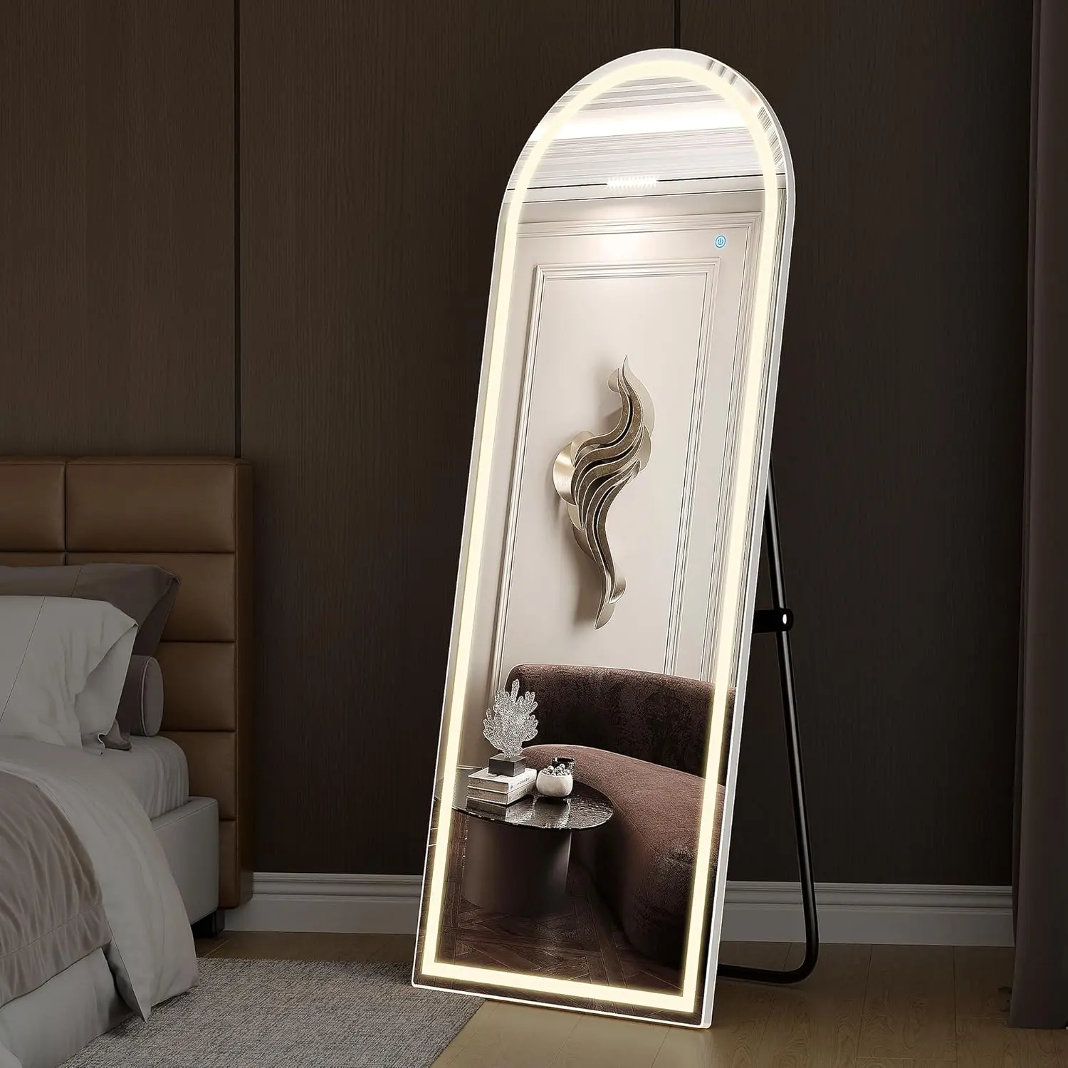 Pro Lighting Floor Mirror - Stand Included, 3 Color Modes. Elevate Your Bedroom or Bathroom Vibe! (60-71") Pro Lighting Floor Mirror - Stand Included, 3 Color Modes. Elevate Your Bedroom or Bathroom Vibe! (60-71")