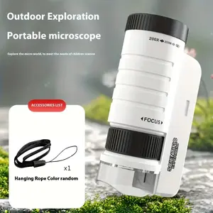 Kids Handheld Microscope, Portable 200X Optical HD Microscope, STEM Educational Science Toy for Kids Adults, Learning Experiment Toy, Perfect for International Children's Day