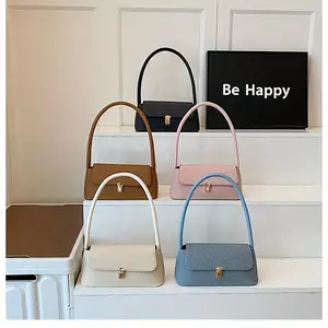 Women' Lightweight PU Single Shoulder Bag with Fixed Strap & Buckle Closure - Simple Elegant Handbag Suitable for Casual & Formal Occasions, Daily Use - Minimalist Women' Purse in Bright Colors (Available In)