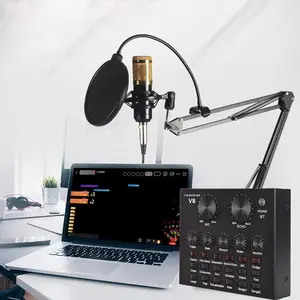 V8 Live DJ Equipment Set, Live Sound Cards, Wireless Connection Mixer Equipment, DJ Mixer Effects Sound Control Game Singing Live Control Live Atmosphere Broadcast Equipment