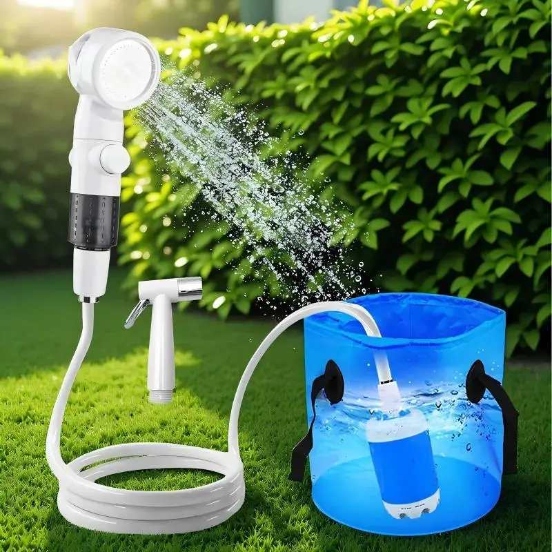 2025 Upgraded Portable Outdoor Shower - Rechargeable Handheld Shower Pump with 3 Spray Modes for Camping, Car Washing & Pet Bathing, Rechargeable Camping Showerhead