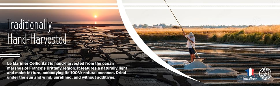 Le Marinier Celtic Salt Organic Grey Coarse, 1.1lb - 18oz. Mineral Rich 100% Natural and Unrefined French Sea Salt Organic. Hand Harvested Mineral Sea Salt, Sel Gris (1.1lb Grey Coarse)