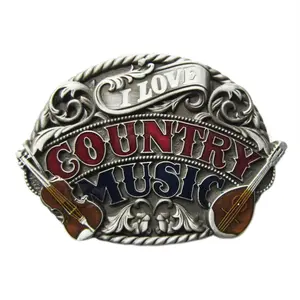 Vintage Style Enamel Western Country Music Belt Buckle