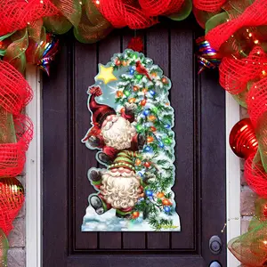 Designocracy 8461064H-DG 24 x 18 in. Trimming the Tree Holiday Door Decor