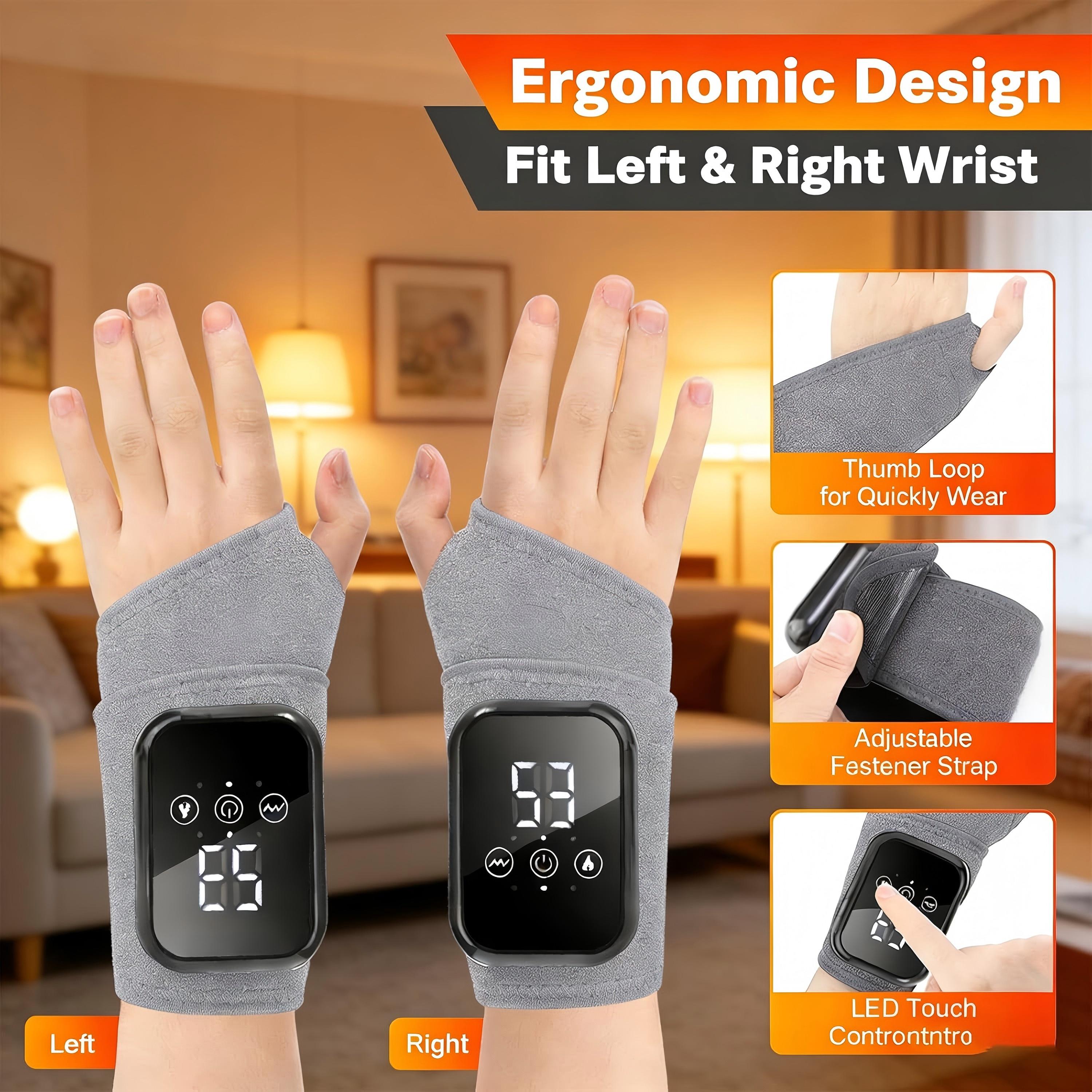 Heated Wrist Wrap Massager - 3 Heat & 3 Vibration Modes, 2000mAh Wireless Charging, Touch Control, Universal Fit, Portable Massagers, Heating Pad, Home Supplies for Wrist Soreness & Knee Relief, Gift