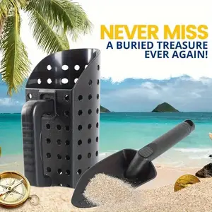 Suitable for sand and shells-outdoor sand sifting tool, beach scavenger hunt set, ABS plastic sand shovel and basket set