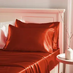 Burnt Orange Satin Pillowcase for Hair Protection- 2 count  Pillow Cases, Luxury & Silky Pillowcases 20x30 Pillow Covers with Envelope Closure