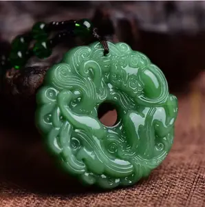 1 piece of green jade Hand-Carved Pixiu pendant necklace, suitable for both men and women, a auspicious talisman and lucky charm, attracting wealth and prosperity, protecting against evil, high-quality gift.