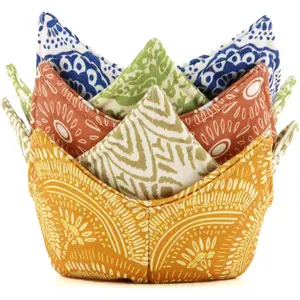 Cotton Microwavable Bowl Cozy Microwave-Safe Hot Bowl Holders Soup Bowl Cozy Bowl Hot Pads (A)