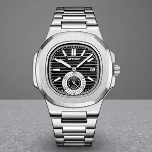 Men's stainless steel square watch dial - featuring an analog quartz movement, date and day display, water resistance, luminescence, high-quality design, and a high cost-performance ratio;