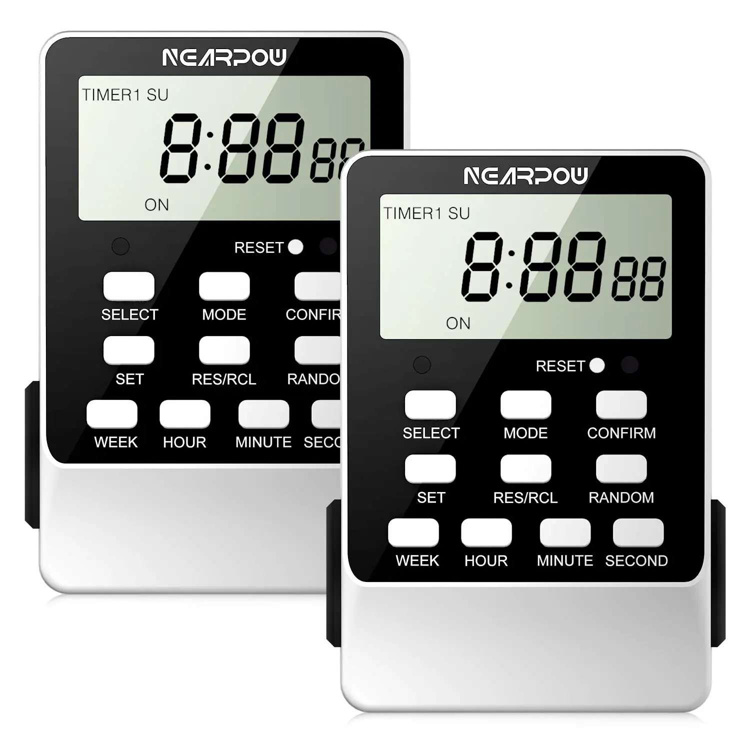 [2 Pack] Outlet Timer,  Dual Digital Light Timer with 2 Independently-Controlled Outlets, 18 ON/Off Programs, 24-Hour and 7-Day Programmable,Indoor cal Timer Switch, 3 Prong, 15A/1800W