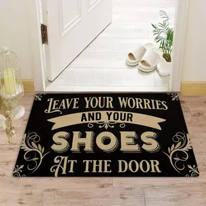 Premium Non Slip Indoor Outdoor Doormat Leave Your Worries Shoes At The Door Plush Backing Durable Polyester Welcome Mat for Front Door Entryway Stylish Entrance Floor Mat Practical Housewarming Gift New Home