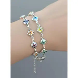 Evil eyes colorfully bracelets sterling silver plata 925 pulsera