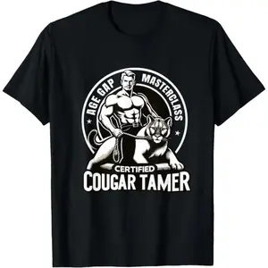 Humorous Inappropriate Humor Certified Cougar Tamer Gag TShirt Crafted In The USA
