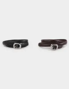 Skinny Bonded Leather Belt 2 Pack
