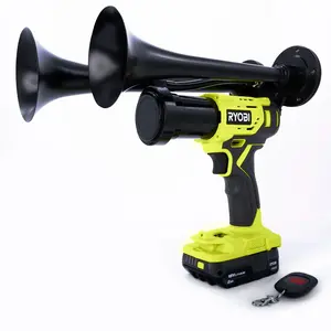 Ryobi Impact Train Air Horn Compact Dual Model, 130+ dB, Wireless Remote Control, Hand-Assembled in USA, Portable, Handheld Train Horn Drill