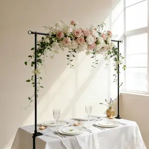 Over The Table Rod Stand with Clamps & 2 Rolls Paper Tapes, Table Arch Stand Frame, Tabletop Decor Rod for Backdrop Ball Flower (27"-47" Tall, 49"-98" Length)