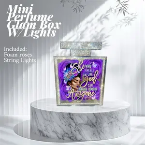 Mini Perfume Glam Organizer Box with foam roses and lights