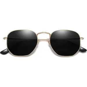 BPA3 Square Polarized Sunglasses for Women Men Small Hexagonal Polygon Shades