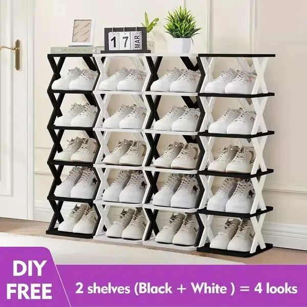 9/6 Tier Shoe Rack Organizer, Space Saving Vertical Shoe Storage Shelf, Stackable Plastic Shoe Rack for Entryway, Bedroom, Dorm or Living Room, Easy Assembly, Multiple Colors 9/6 Tier Shoe Rack Organizer, Space Saving Vertical Shoe Storage Shelf, Stackable Plastic Shoe Rack for Entryway, Bedroom, Dorm or Living Room, Easy Assembly, Multiple Colors
