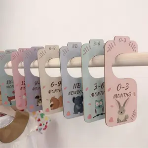 8pcs Wooden Baby Closet Dividers, Double-Sided Baby Clothes Organizer, Newborn to Toddler, Cute Animal Prints, Nursery Decor, Clothes Hanger Organizers, Storage Hanger