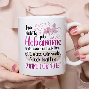 Ceramic Mug 11Oz Fun Gift Microwave Safe Thank You Gift for Midwives Beautiful Sayings Lovely Designs Coffee Cup with Heart and Flower Design