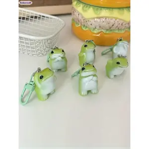 3D Frog Resin Keychain, Aesthetic Alloy Bag Charm with Lobster Clasp, Kawaii Animal Pendant for Purses & Backpacks, Ideal for Couple & BFF Everyday Accessories, Purse