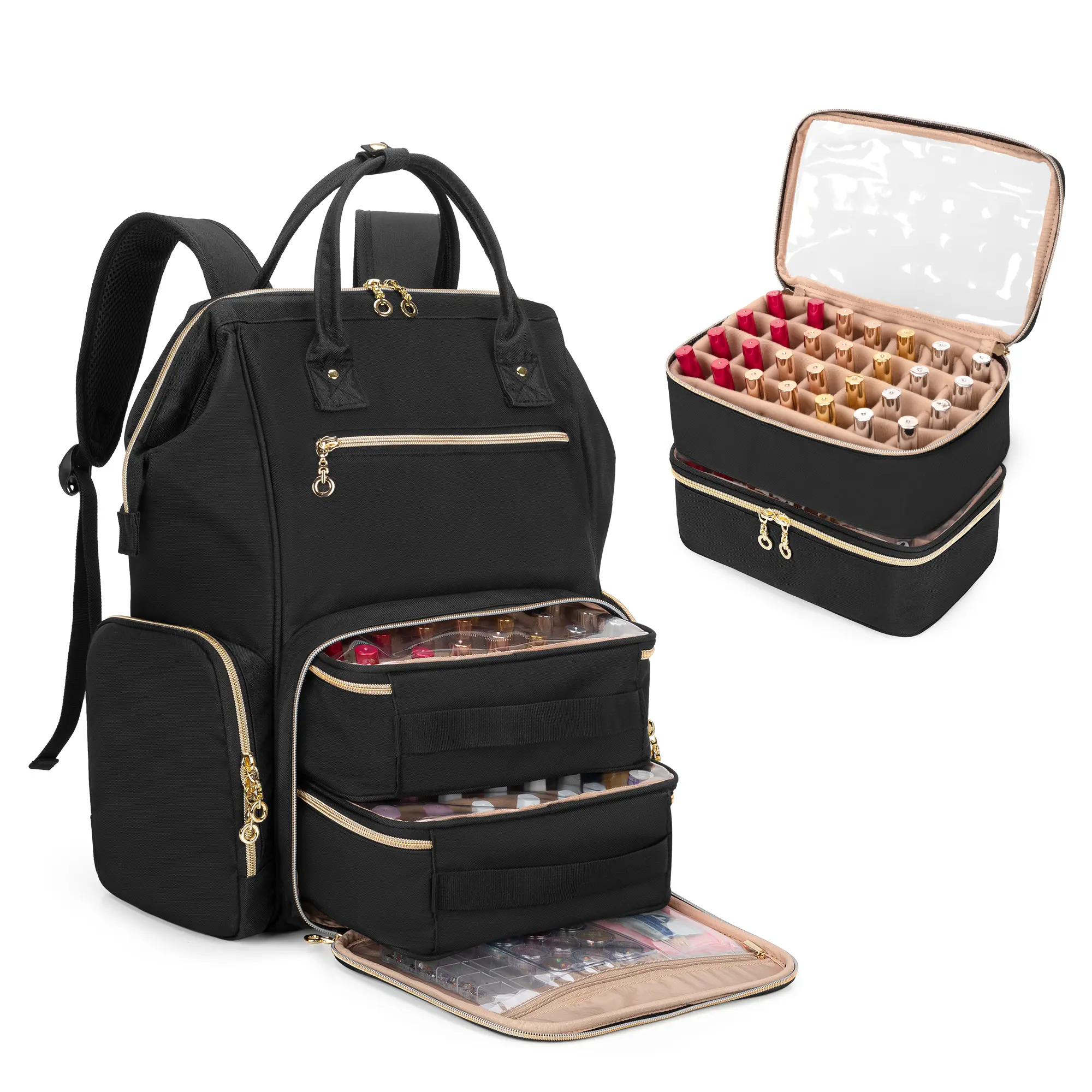 BAFASO Heavy-Duty Nylon Travel Backpack Nail Polish Organizer