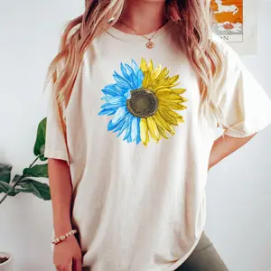 Sunflower Ukraine Shirt Pray for Ukraine Tee Support Ukraine T Shirt Freedom for Ukraine Activist Shirt Ukrainian Flag Tee