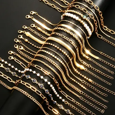 21-Piece Women's Ankle Bracelet Set, Boho Style, Pearl Bead Chain, Casual Fashion, Fashion Accessories, Perfect for Daily Wear, Gifts, Parties, Travel, Boho Anklet