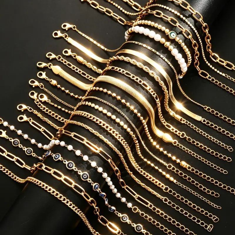 21-Piece Women's Ankle Bracelet Set, Boho Style, Pearl Bead Chain, Casual Fashion, Fashion Accessories, Perfect for Daily Wear, Gifts, Parties, Travel, Boho Anklet