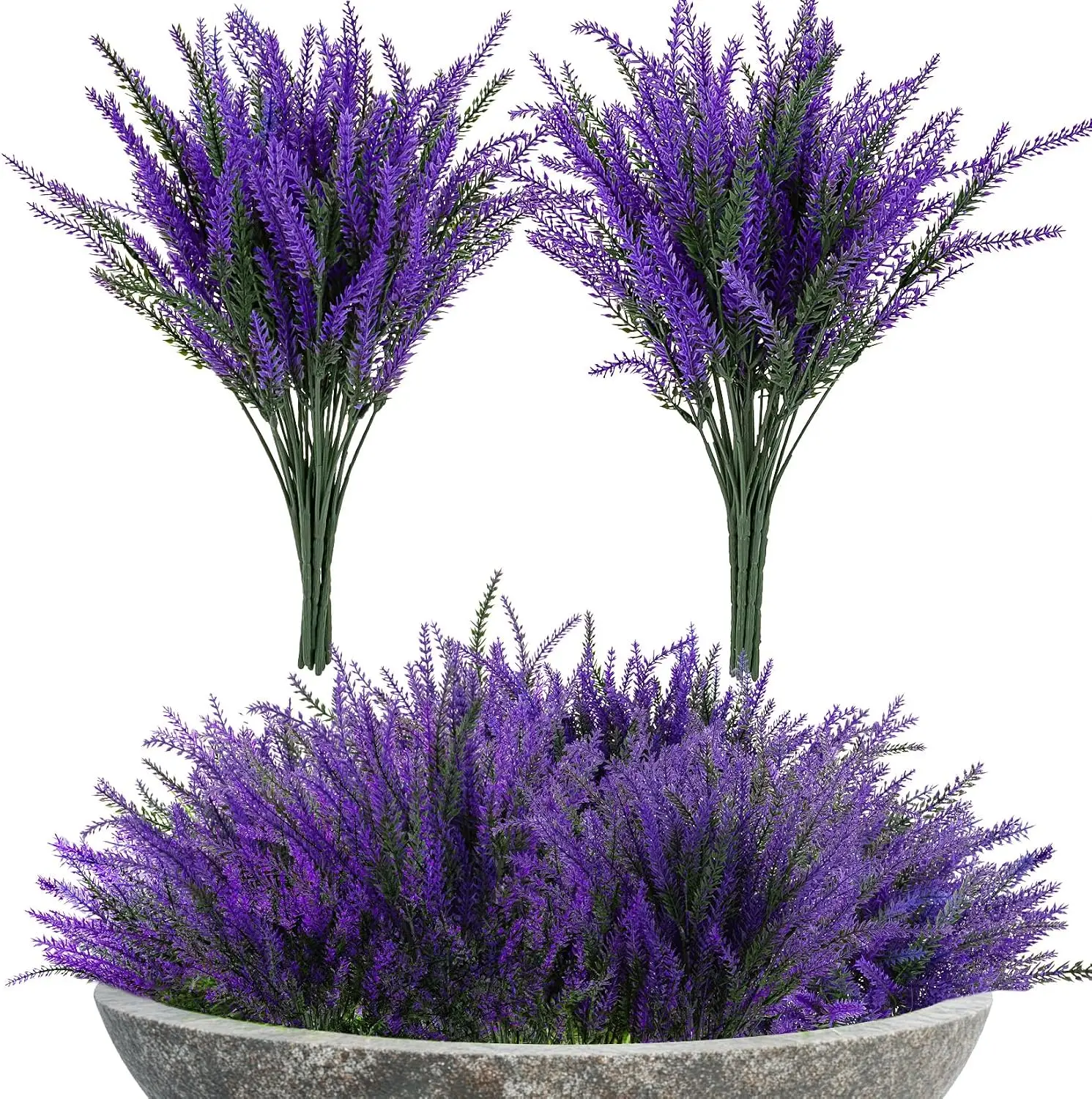 8 Pcs Artificial Lavender Decorative Flowers - Faux Plastic Purple Lavender Plants for Home Window, Wedding Table Centerpieces, Indoor & Outdoor Decor