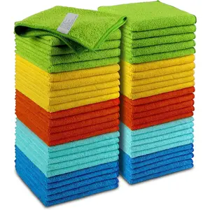 MELLOW MORNINGS Microfiber Cleaning Cloths-50 PK, Premium All-Purpose Car Cloth, Lint Free Dusting Cloth Cleaning Rags, Absorbent Cleaning Towel for Cars, SUVs, House, Kitchen, Window, Gifts(12in.x12in.)