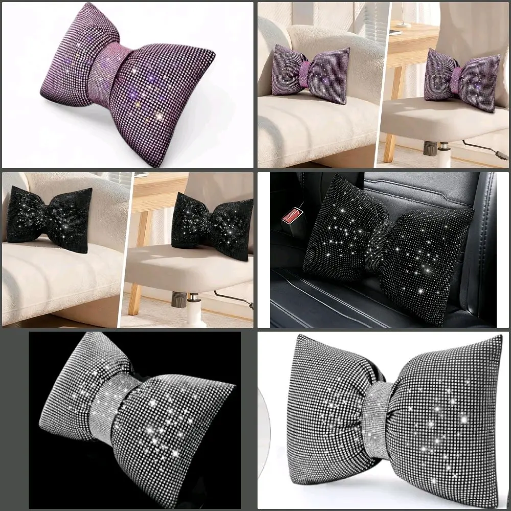 Rhinestone Lumbar Support Pillow for Couch,Chair,home,offic, Bling Back Support Pillow/Cushion or Car Accessories for Women