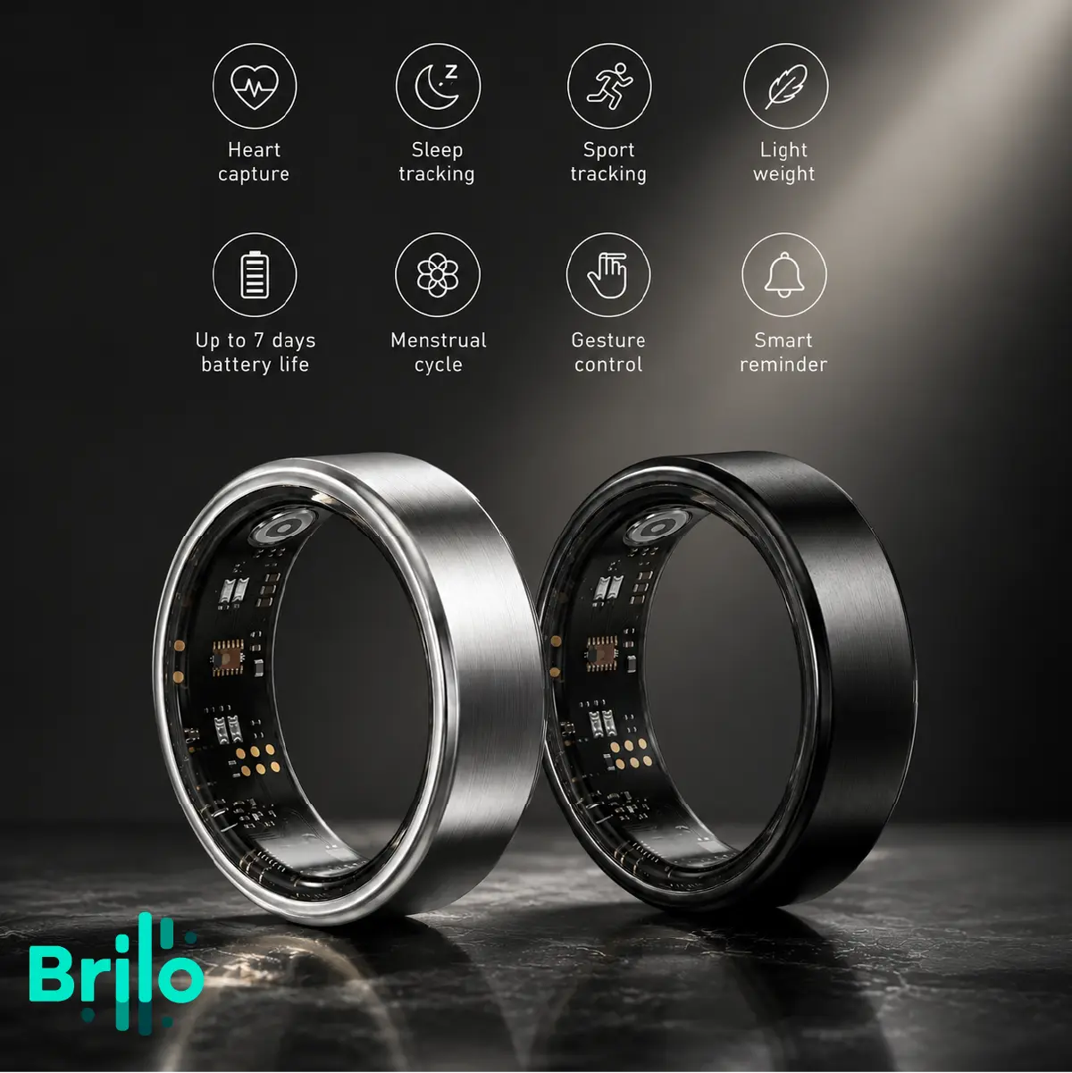 BRILO T12 Compact Smart Ring for Female, Everyday-Daily Android Smart Wearable Fitness Tracker