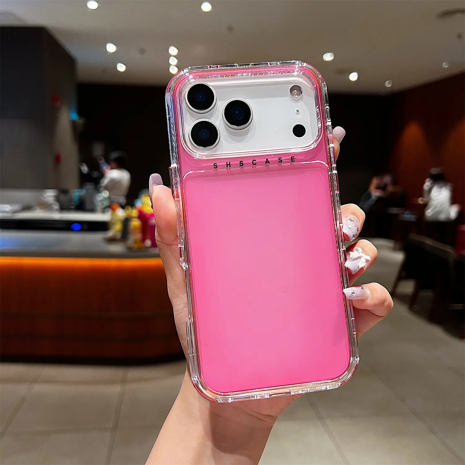 Candy Color Neon Rose Crystal Shell Phone Case for iPhone 17 Air/16/15/14 Plus/13/12 Pro Max, Durable 3-Layer Anti-Drop Shockproof Bumper Heavy Duty Defender Cover with Protection for Women Men, Accessories