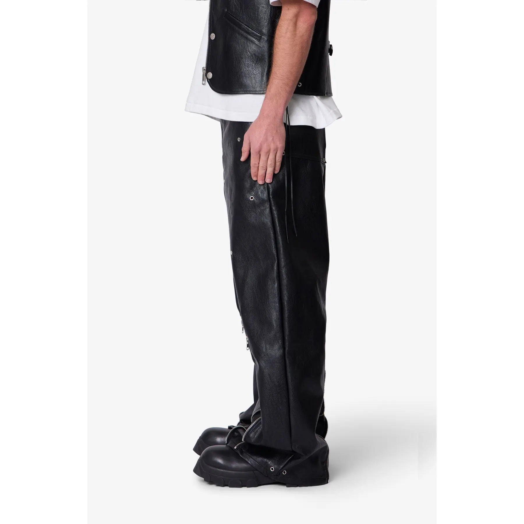 mnml Leather Rave Zip Pants - Black - TikTok Shop