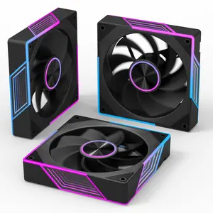 120mm ARGB CPU cooler fan - Set of 3, PWM silent cooling fans suitable for PCs, 1800 RPM, black, reverse-rotating fans