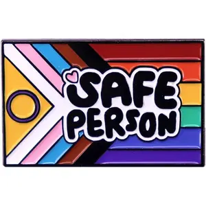Rainbow Flag Brooch You Are Safe With Me Brooch Safe Person Words Pin Pride Lapel Pins For Backpacks Badges Decor Accessories   Nurse   Students Rainbow Lapel Pin