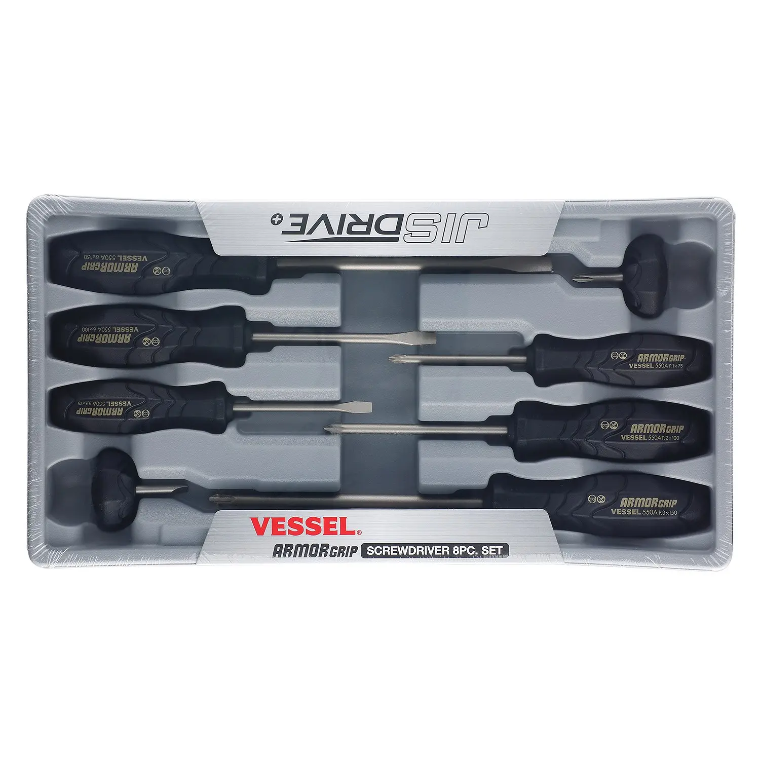 Vessel Tools 550A8PTU ARMOR GRIP Screwdriver Set, 8 Pc. Vessel Tools 550A8PTU ARMOR GRIP Screwdriver Set, 8 Pc.