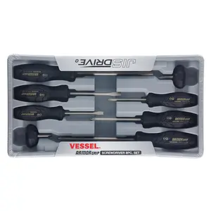 Vessel Tools 550A8PTU ARMOR GRIP Screwdriver Set, 8 Pc.