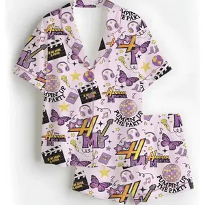 Han.nah Montana 20Th Anniversary Pajamas Satin Silk Set, Han.nah Montana Pajamas Sets, Premium Satin Pajamas, Gift For Her, Inspired Pajama Set, Women Sleepwear