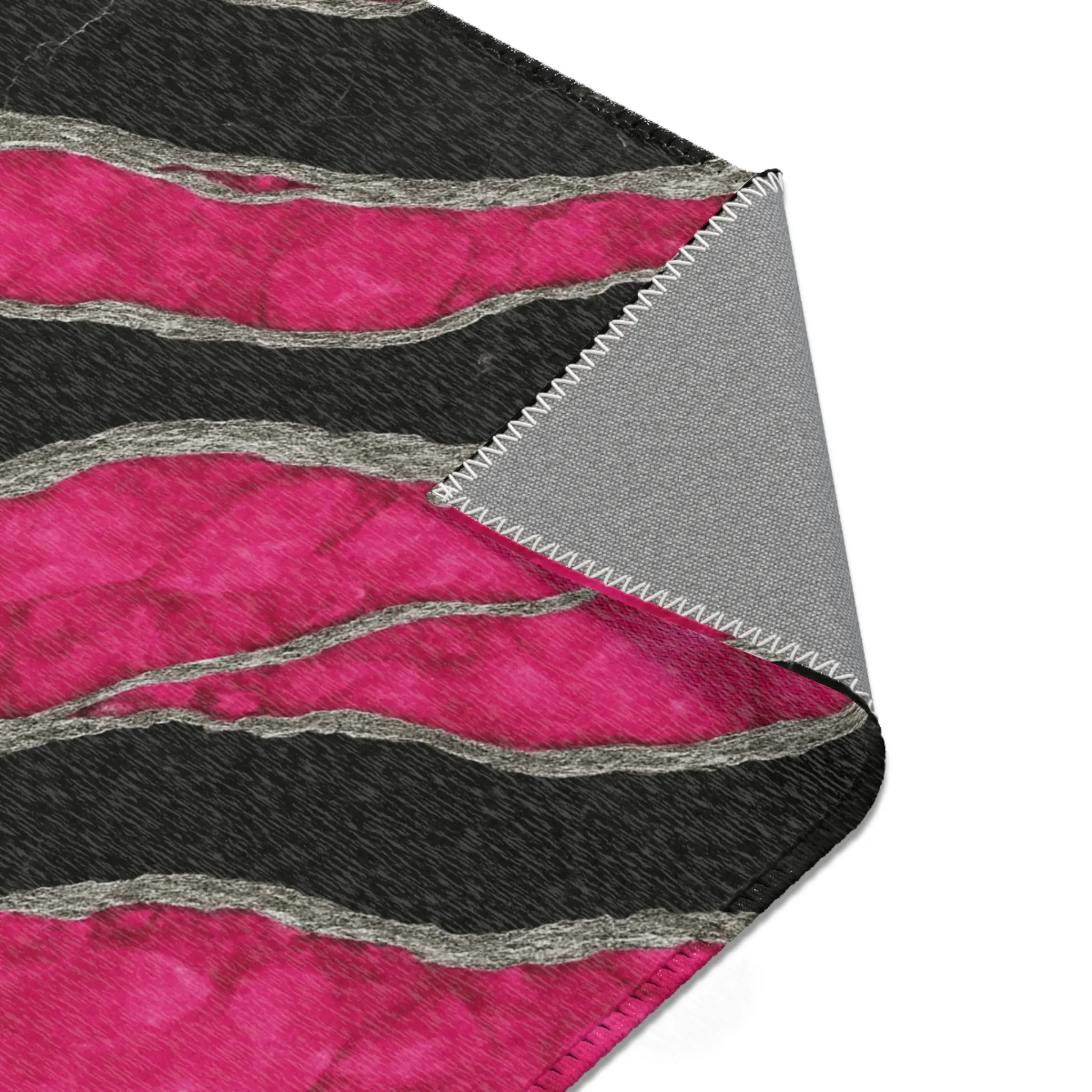 Pink Silver & Black Marble Emblem Area Rug, Luxury Modern Home Décor, Elegant Accent Carpet for Living Room, Bedroom, or Playroom