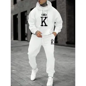 Men's Fleece Jogger Set, Hooded Sweatshirt & Drawstring Pants, Casual Long Sleeve Top, Fall Winter Fashion, Comfortable Daily Wear