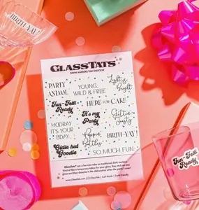 Birthday Glass Tat Drink Markers
