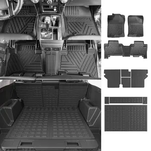 Floor Mat Compatible with Toyota 4Runner Cargo Mat Backrest Mat Replacement for 2013-2024 Toyota 4Runner Accessories (Fit W/Sliding Tray,Upgraded Backrest Mats+Rear Trunk Mat+Floor Mats)