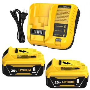 8.0Ah Replacement Battery & Charger 2-Pack for DeWalt 20V – Works with DCB206, DCB207, DCB200 Series & All Chargers